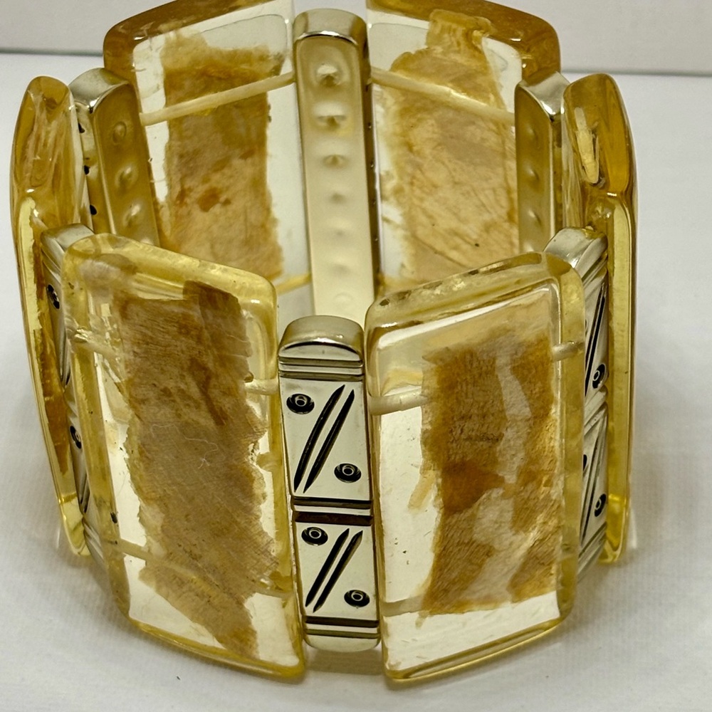 Vintage lucite and gold foil stretch Bracelet